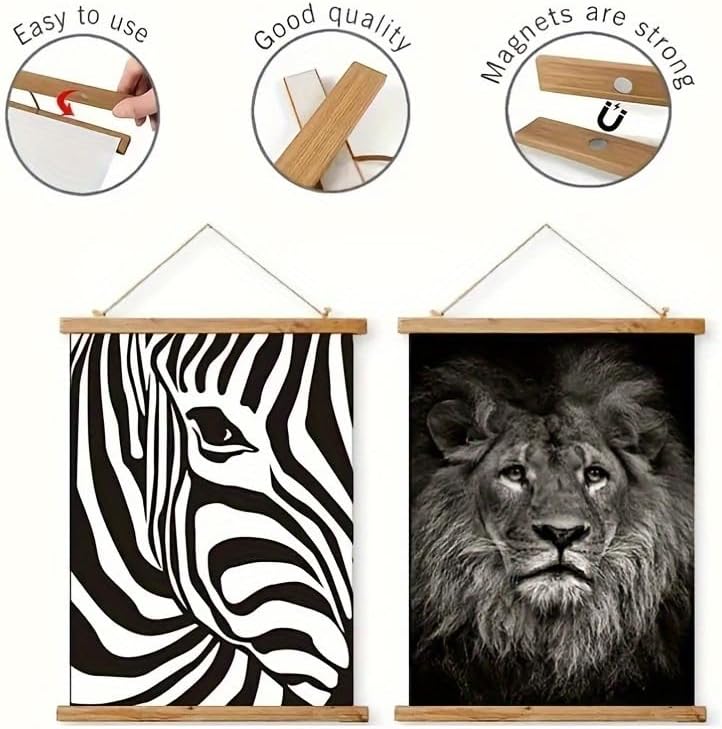 Skiennix Magnetic Poster Hanger Frame - Teak Wood Design for 20x24, 20x28, 20x30 Posters | Perfect for Wall Art & Decor