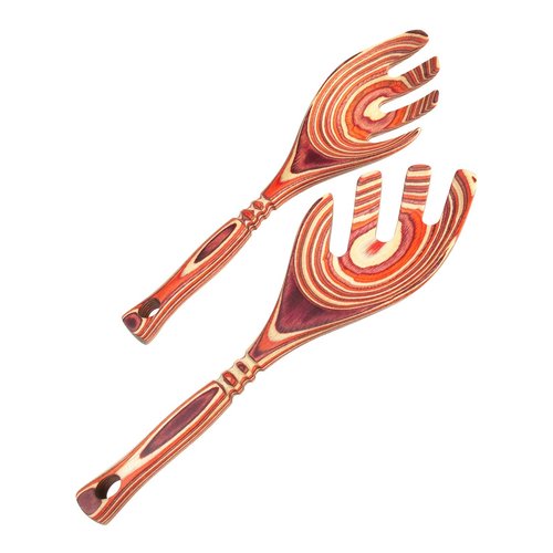 Island Bamboo Pakkawood 9-Inch Salad Leafs, Red