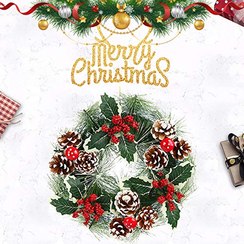 12-Inch Christmas Wreath with Berries and Floral Rustic Front Door Decor
