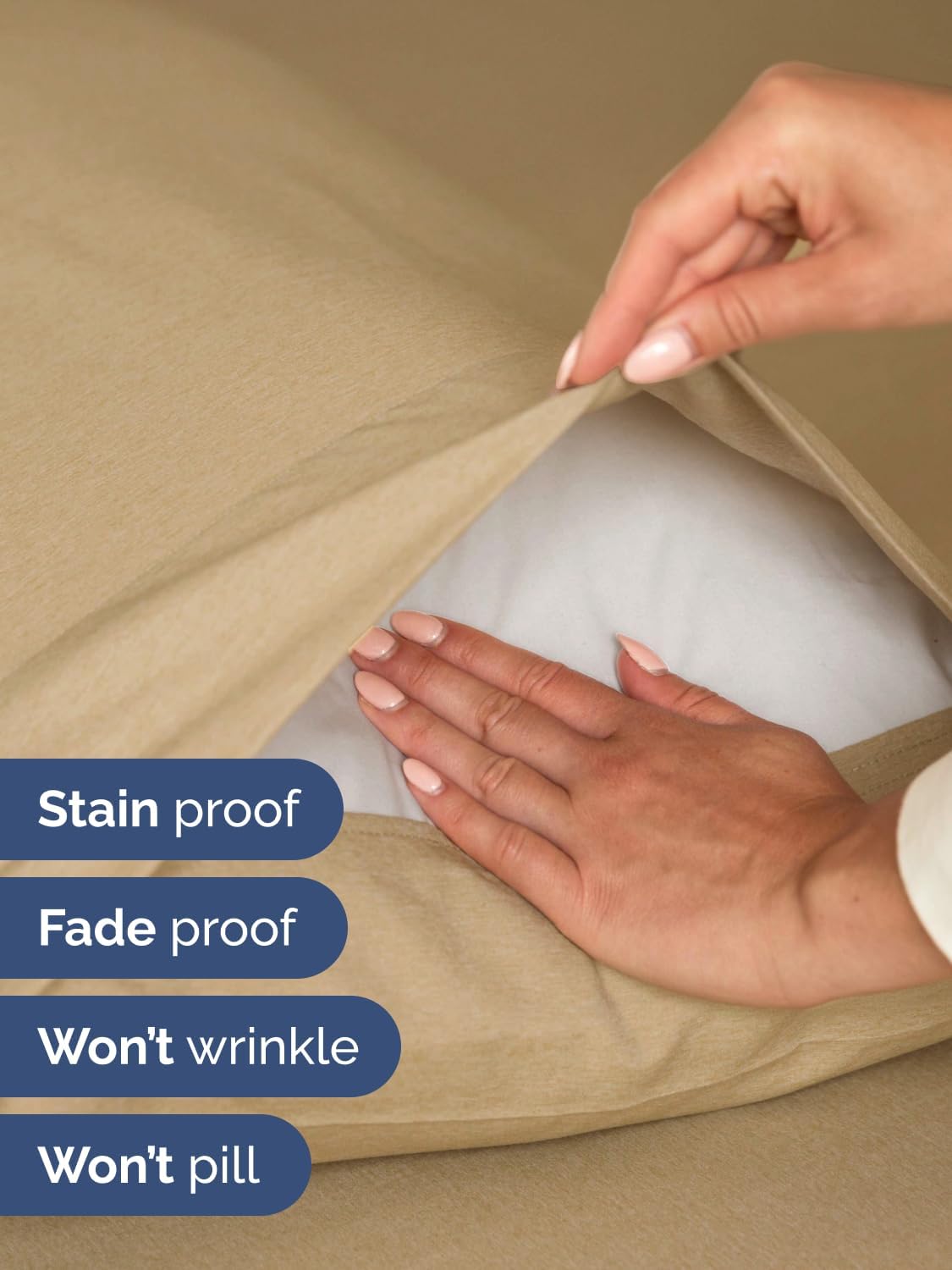 Skiennix Extra Deep Twin XL Sheet Set | 4-Piece Breathable Cooling Bedding - Soft, Wrinkle-Free, Heathered Tan