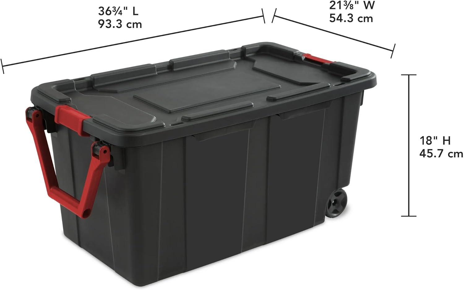 Regine Switzerland Extra Large 40-Gallon Plastic Storage Bin - Durable with Wheels & Handle, Black | Pack of 2