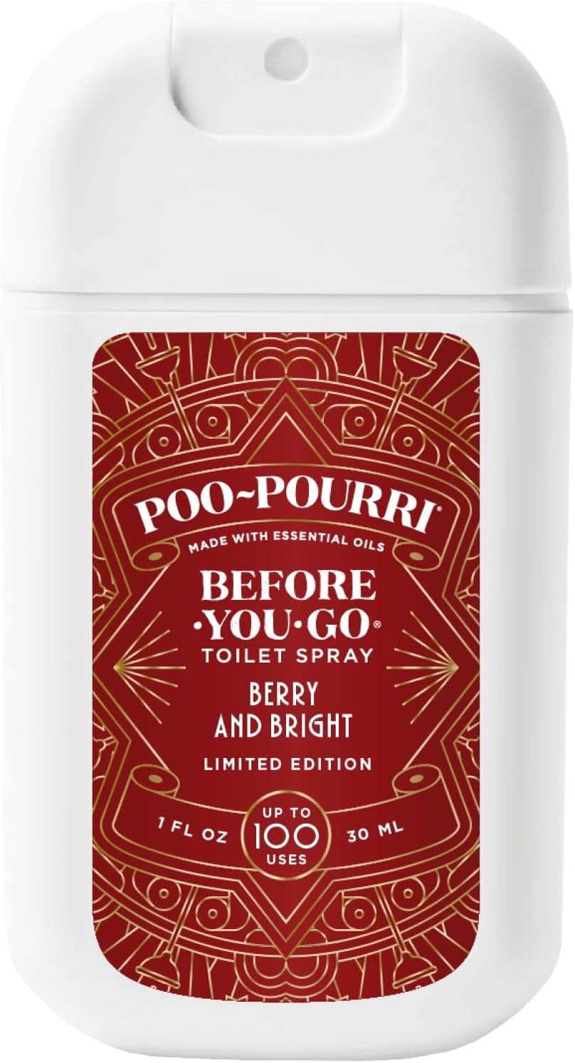 Poo-Pouri Holiday Pocket Sprayer - Berry and Bright Scent, 1 Fl Oz | Cinnamon, Cranberry & Balsam Fir