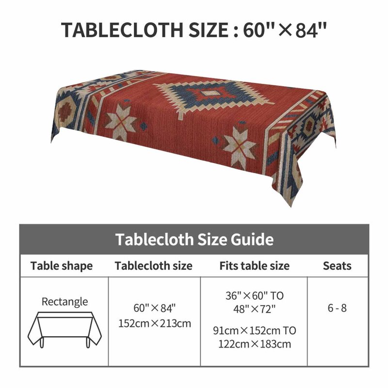 LoLo UoUo Southwest American Tablecloth for Rectangle Table 60x84 Inch Boho Style Kitchen Table Cover Decorations for Kicthen Home Dining Room Party Indoor or Outdoors Picnic