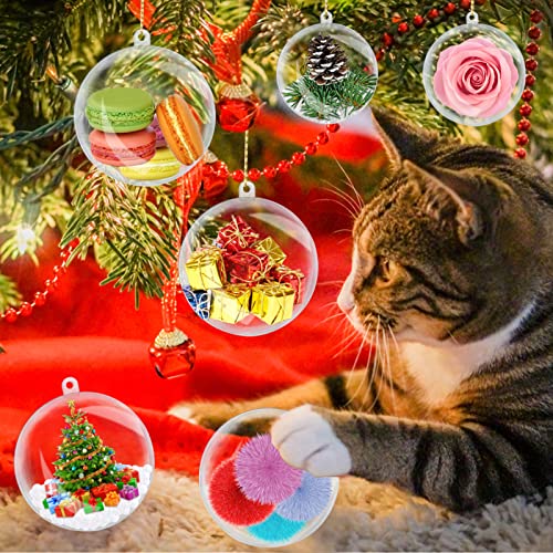 20PCS Clear Plastic Fillable Christmas Ornaments, 80mm Shatterproof DIY Craft Balls