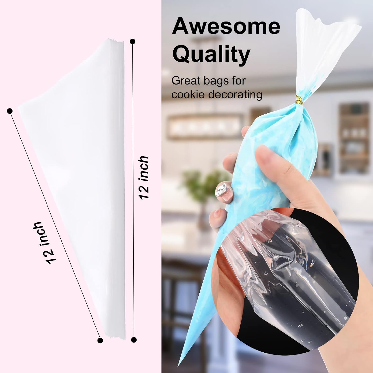 Tamodan 12-Inch Disposable Piping Bags - 100 Pack Thickened & Explosion-Proof for Pastry Making