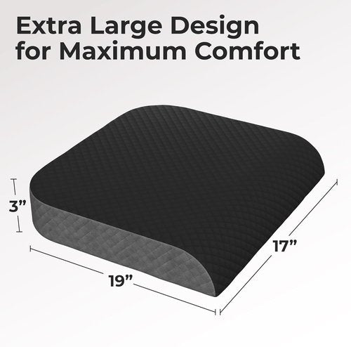 Kölbs Extra Large Memory Foam Seat Cushion - Plush Velvet Cover for Office Chair & Coccyx Pain Relief