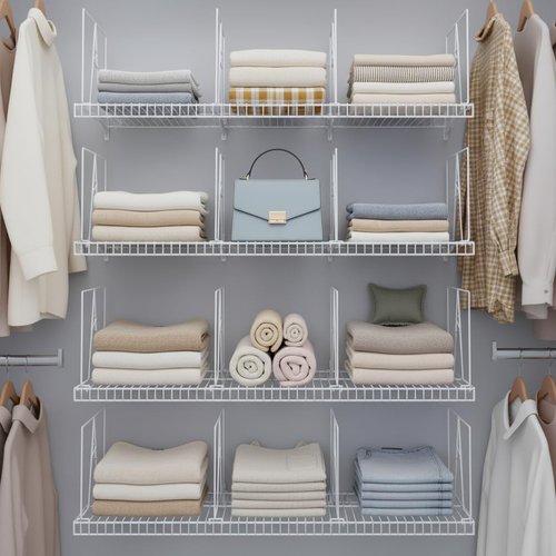 ziroland Wire Shelf Dividers - White Closet Organization & Storage Organizer - No Tool Shelf Divider for Wire Shelves - Metal Shelf Accessories – for 12“ Deep Wire Shelves – Tall 12” Height – 24 Pack