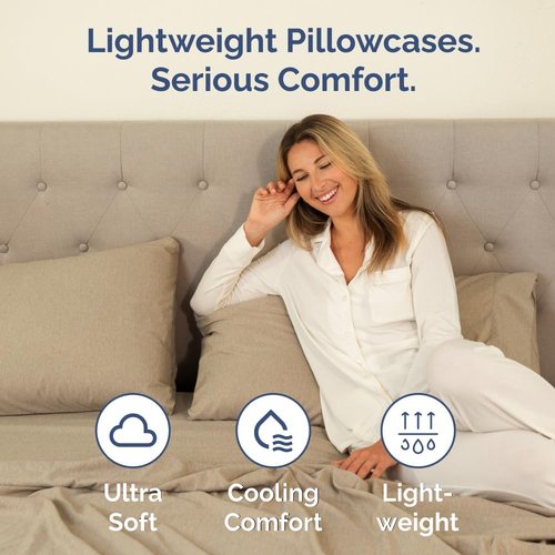 King Pillow Cases by [Brand Name] - Ultra Soft Hotel Quality Set of 2 - Comfy, Wrinkle-Free & Fade Resistant - Heathered Tan