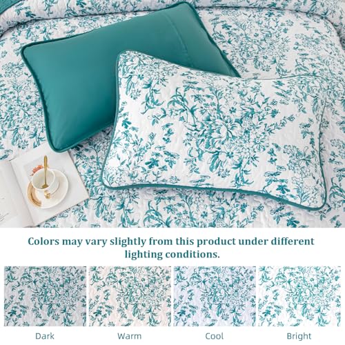 Botanical Floral King Quilt Bedding Set - 3-Piece All-Season Bedspread