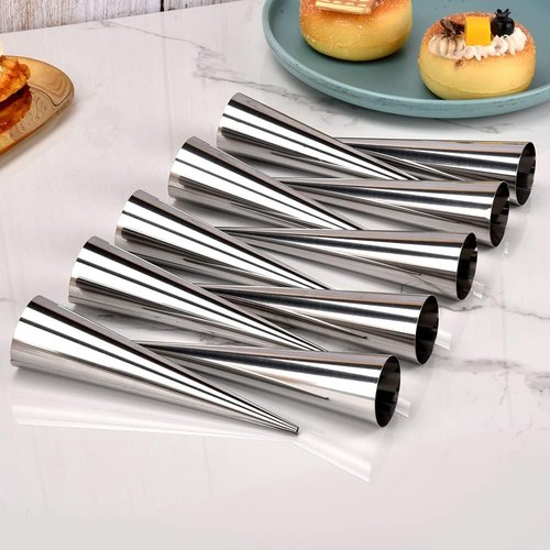 Guowall Stainless Steel Cream Horn Mold - Reusable Pastry Mould for Cannoli & Croissants | 20 Pcs Set
