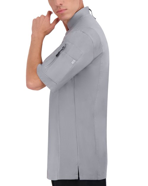 Happy Chef Men's Nova Short Sleeve Executive Chef Coat, Cool Gray, XX-Large