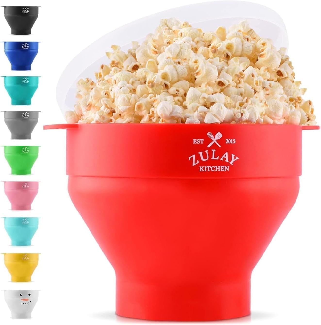 Zulay Microwave Popcorn Popper - Collapsible BPA-Free Silicone, Dishwasher Safe, Red - Perfect for Family Movie Nights