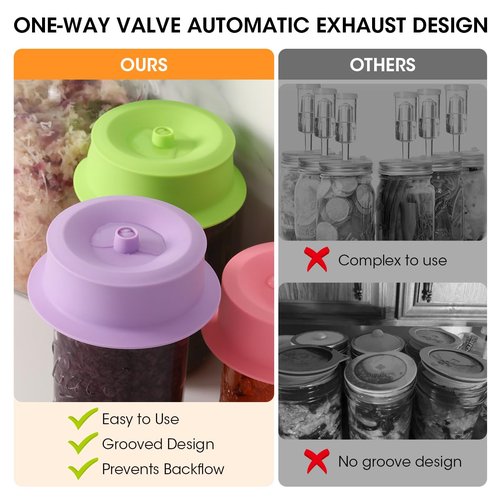 Aieve Fermentation Kit, Premium Fermenting Starter Kit for Pickle, Sauerkraut, Kimchi Making Kit with 4 Pack Fermentation Lids, Glass and Wooden Tamper