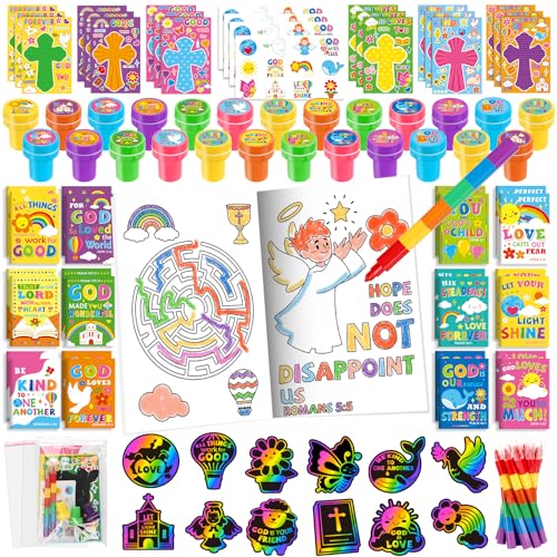 24 Bible Verses Christian Party Favors Bulk Set for Kids - Sunday School Rewards & Goodie Bags
