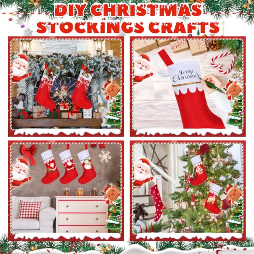 Amazing Time 40 Pcs Christmas Stockings Bulk Red with White Cuff and Gold Trim