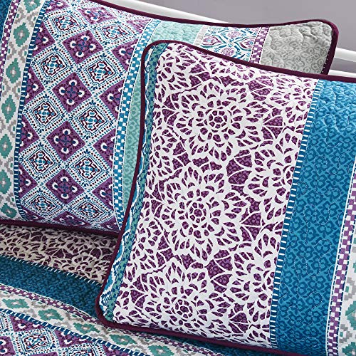 6-Piece Reversible Boho Daybed Cover Set with Shams & Bedskirt - Purple