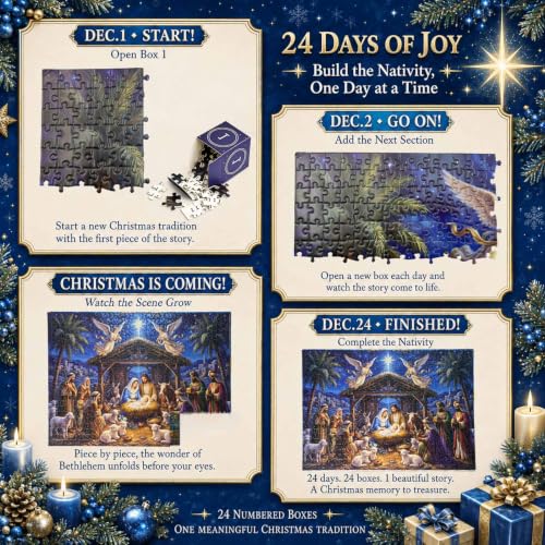 Nativity Advent Calendar Jigsaw Puzzle for Adults - Christmas Countdown 1008 Pieces