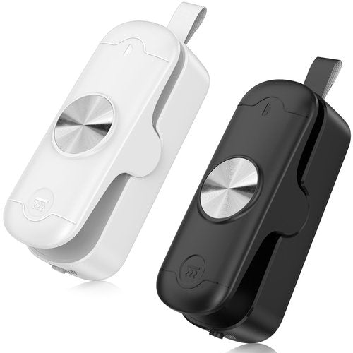 OEOP 2 Pack Mini Bag Sealer, 2 in 1 Sealer and Cutter, Portable Heat Sealer Machine, Chip Heat Resealer for Snacks & Food Storage, Black/White (Batteries Included)