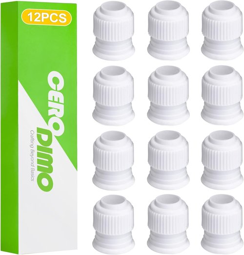 Couplers for Piping Bags by Skiennix - 12 Pcs Plastic Cake Decorating Set | Standard Icing Tips, 1.2 x 1 Inch