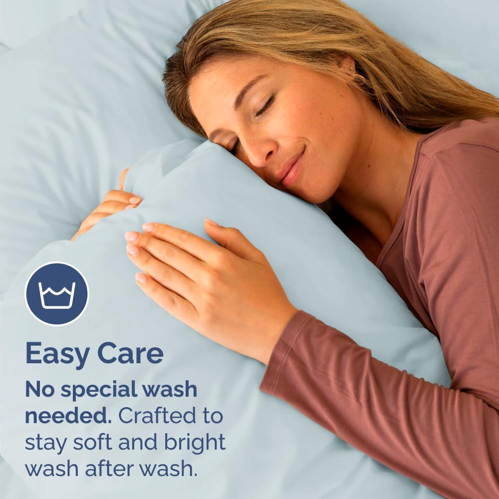 Skiennix Body Pillowcases Set of 4 | Soft, Breathable 20x54 Long Pillow Covers - Machine Washable, Fade-Free - Sky Blue