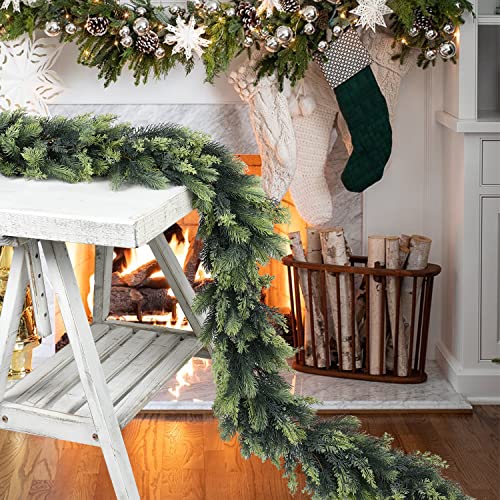6ft Christmas Pine Garland - Fake Greenery for Mantel, Table Runner & Decor