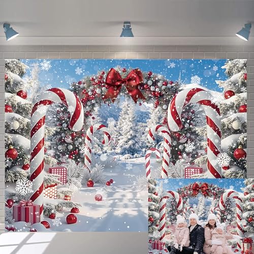 7x5ft Merry Christmas Candy Cane Backdrop for Photography, APDECCLK