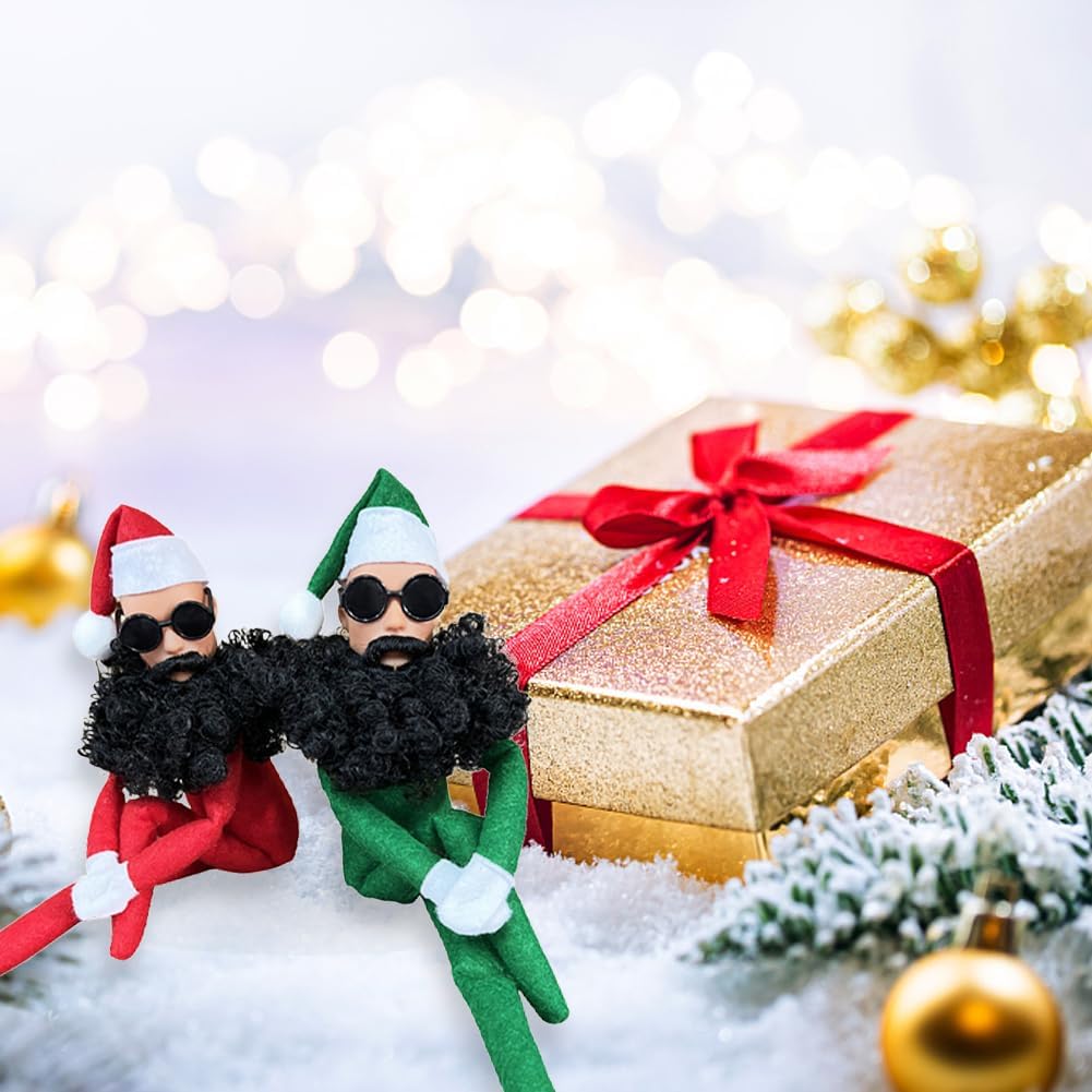 Skiennix Christmas Elf Doll Plush Toy - Handmade Funny Elf with Sunglasses | Green Holiday Gift