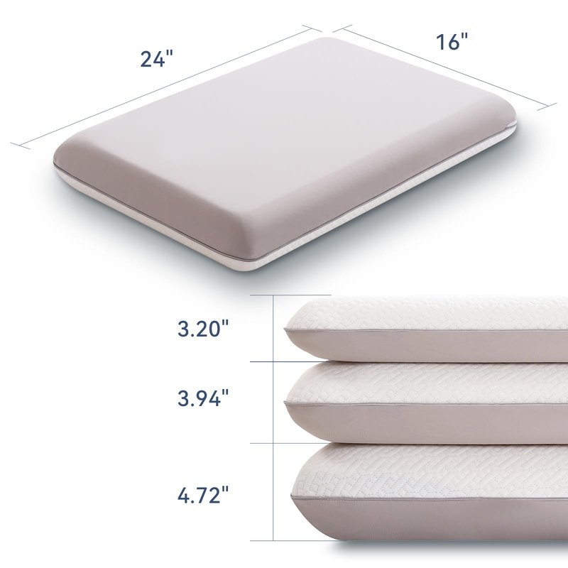 AMICLIBER Memory Foam Firm Pillows for Sleeping, 4'' Orthopedic Cervical Neck Pillow with Two-Sided Reversible Cover,Medium Firm Gusseted Gel Pillows for Back & Side Sleepers