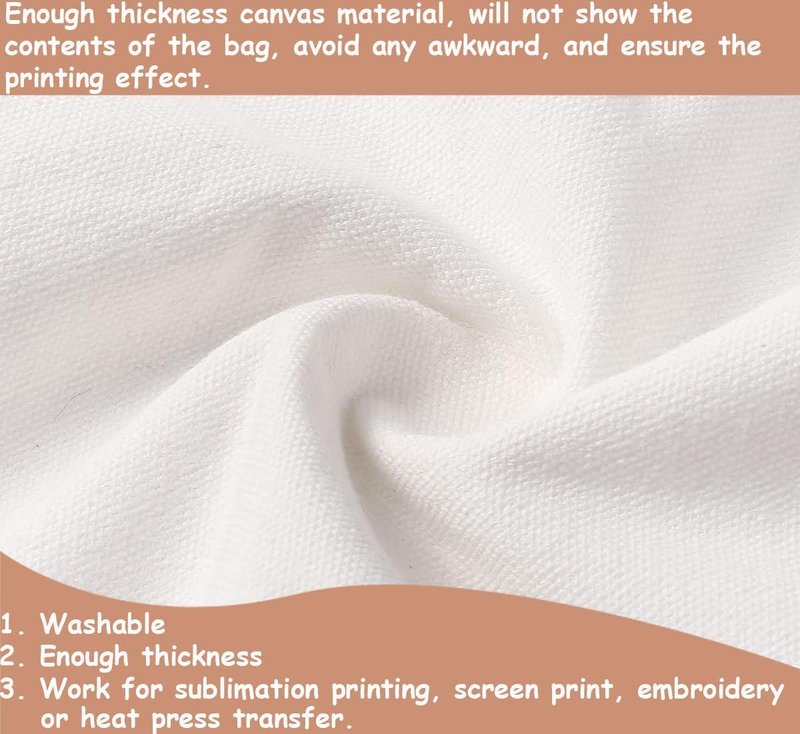 E-Found 20 Pcs Pure White Sublimation Blank Canvas Tote Bag, Craft Canvas Bag Shopping Tote Bags for DIY, Easter Party Favor Gift Bags Sublimation Blank Bag Washable 14.17 x 12.2 Inch