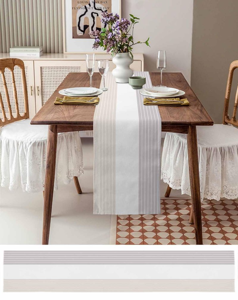 Geometric Table Runner Dresser Scarf 18x72inch Linen Burlap Table Runners Non-Slip Heat Resistant Cloth Placemat Home Decor for Wedding Banquet Decoration - Ethnic Stripes Modern Art