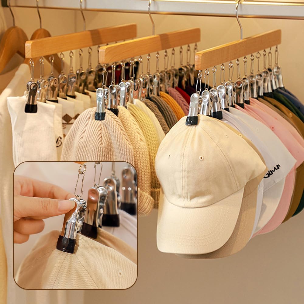 Skiennix Closet Organizer - Space-Saving Hanging Clips for Hats, Scarves & Clothes | Vintage, 12 Clips