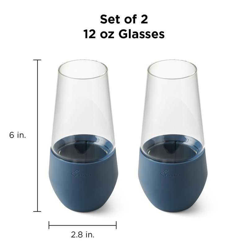 Rabbit Freezable Stemless Champagne Glasses Set of 2, Great Gifts for Wine Lovers