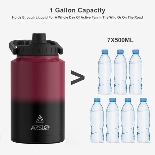 Arslo large Insulated Water Jug With Handle, One Gallon Insulated Water Bottle, 1 Gallon Stainless Steel Water Jug