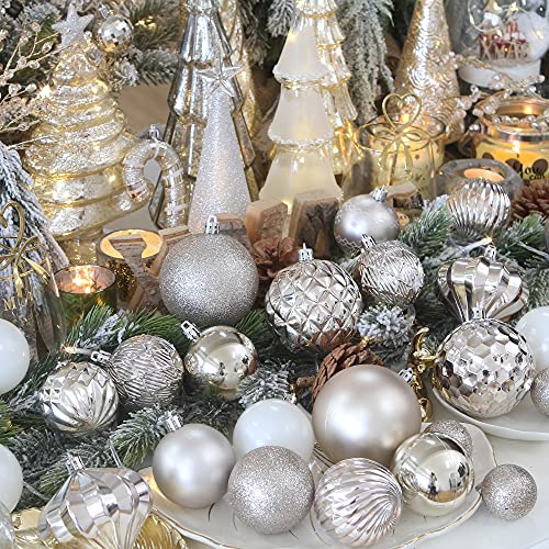 86-Piece Shatterproof Christmas Ornament Set, Champagne Hanging Baubles