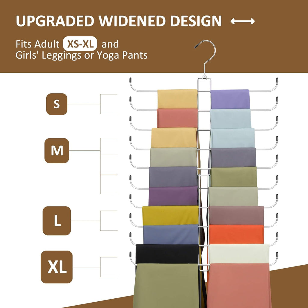 ZEDODIER Legging Organizer - Rotatable Yoga Pants Hanger for Women & Girls | Holds 20 Pairs, Silver