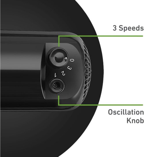 Holmes 12-Inch Oscillating Table Fan - 3 Speeds, 75° Wide Angle, Quiet Operation | Adjustable Tilt, Black