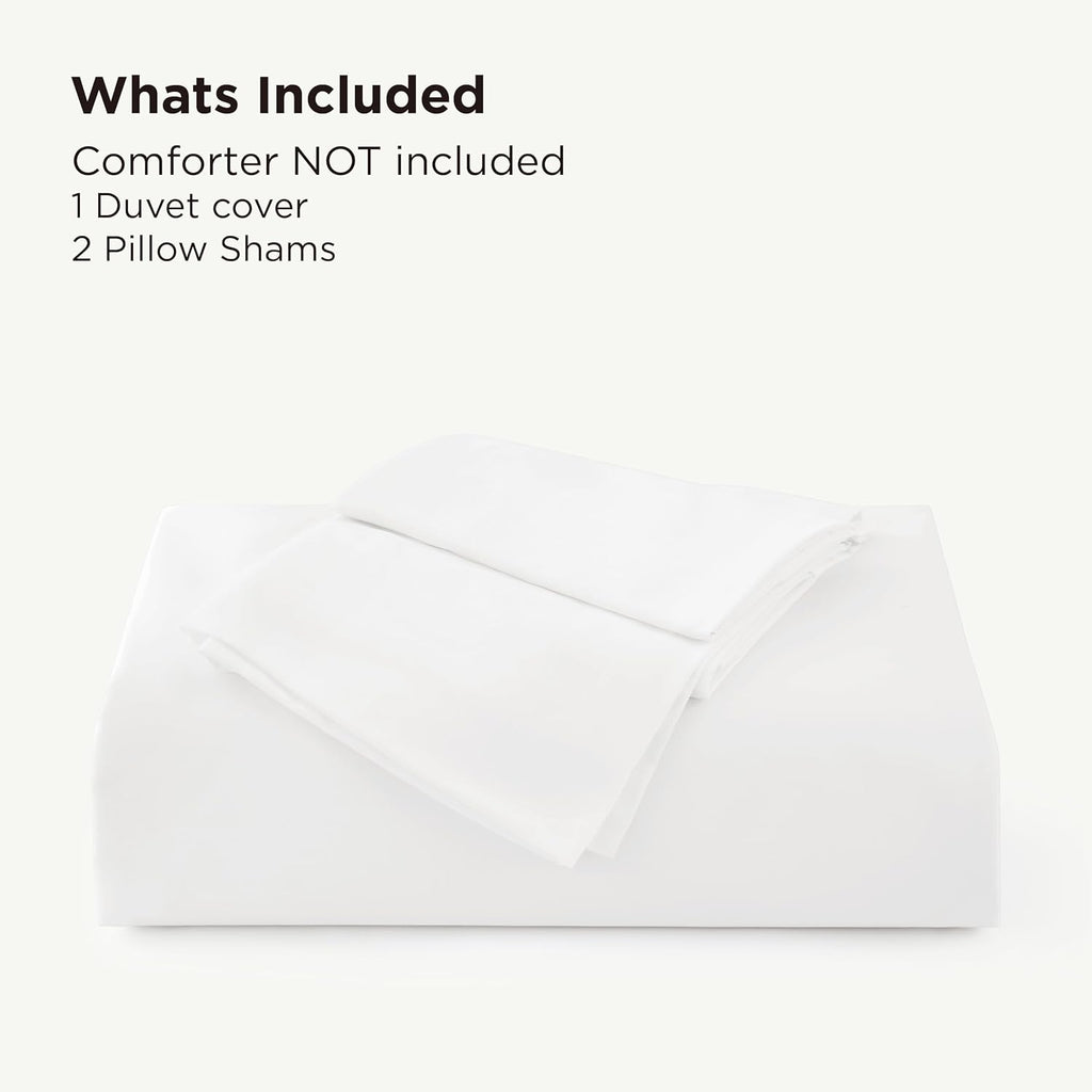 Bedsure 100% Viscose Bamboo Duvet Cover - Lightweight Cooling Comforter Set for Hot Sleepers | Queen Size, Pure White