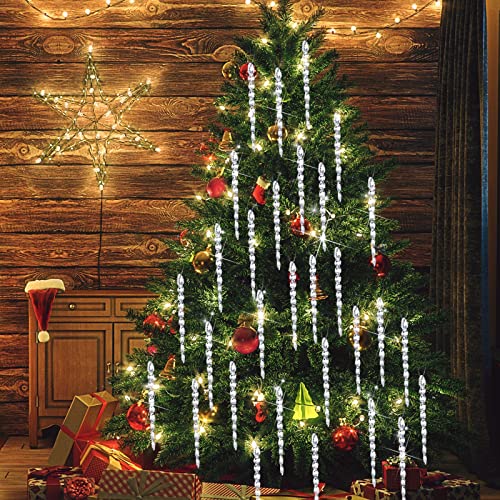 30 Pcs Christmas Plastic Icicle Twisted Plastic Icicle Ornaments Christmas Tree Hanging Decoration and Holiday Xmas Party Wedding Hanging(7.8 Inch,Clear)