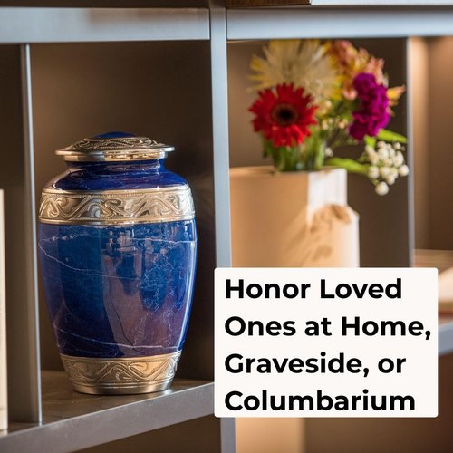 Large Blue Marble Finish Cremation Urn for Ashes Adult – Cremation Urn for Human Ashes – Decorative Funeral Memorial Urn