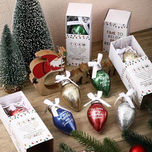 Aceorbit 30 Set Christmas Team Gifts Bulk Light Bulb Ornaments with Gift Boxes