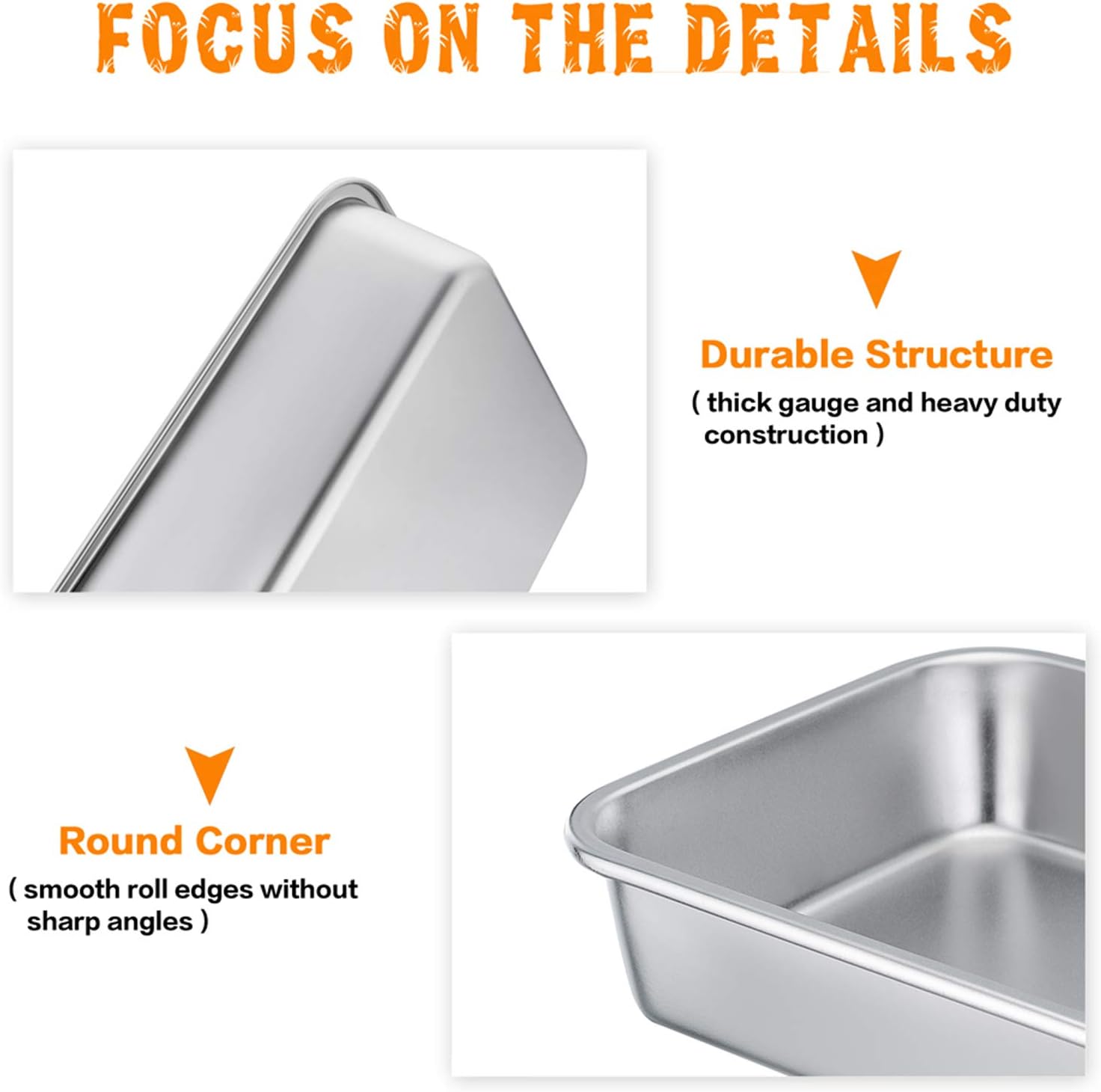 P&P CHEF Lasagna Pan - Heavy Duty Stainless Steel Baking Sheet | Oven & Dishwasher Safe, 12.7" L x 3.2" H