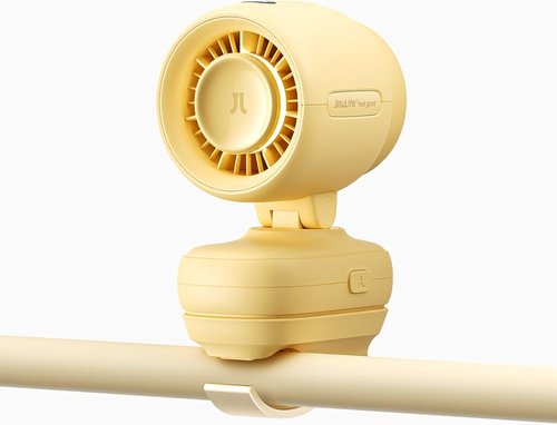 JISULIFE 2026 Clip Fan - Compact & Stylish with 38H Cooling, Soft Night Light | Perfect for Strollers & Desks (Yellow)