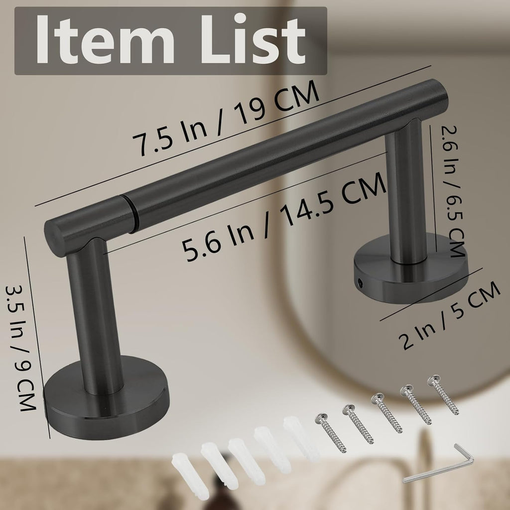 Skiennix Toilet Paper Holder - Double Post Pivoting Design, Rustproof Stainless Steel, Wall Mount, Black