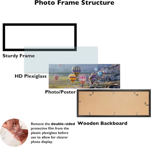 JCJMY 13.5x40 Black Picture Frame - Versatile Wall Gallery Frame for Horizontal & Vertical Photos