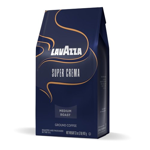 Lavazza Super Crema Ground Coffee - Medium Roast Arabica & Robusta Blend - 32 oz Bag