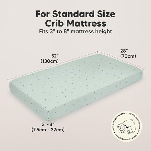 KeaBabies Organic Crib Sheets - 2-Pack Fitted Jersey Cotton for Boys & Girls | Soft, Breathable 52x28" with Cute Bunny Prints