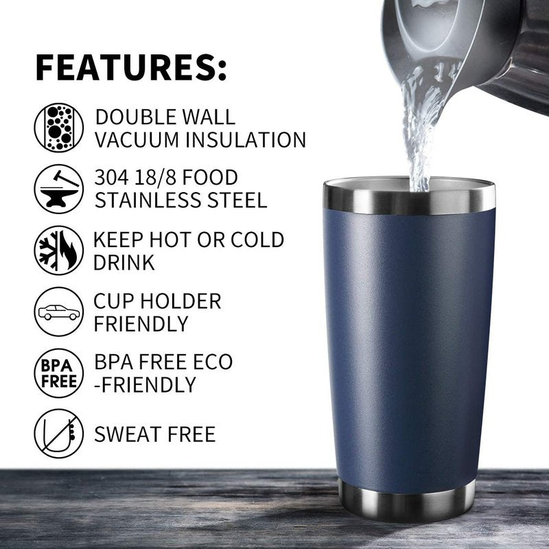 EcoMozz 20oz Tumbler Bulk Stainless Steel Vacuum Insulated Tumblers with Lid Double Wall Travel Mug, Powder Coated Coffee Cup, Suitable for Ice Drinks and Hot Beverage (Stainless steel 12pack)