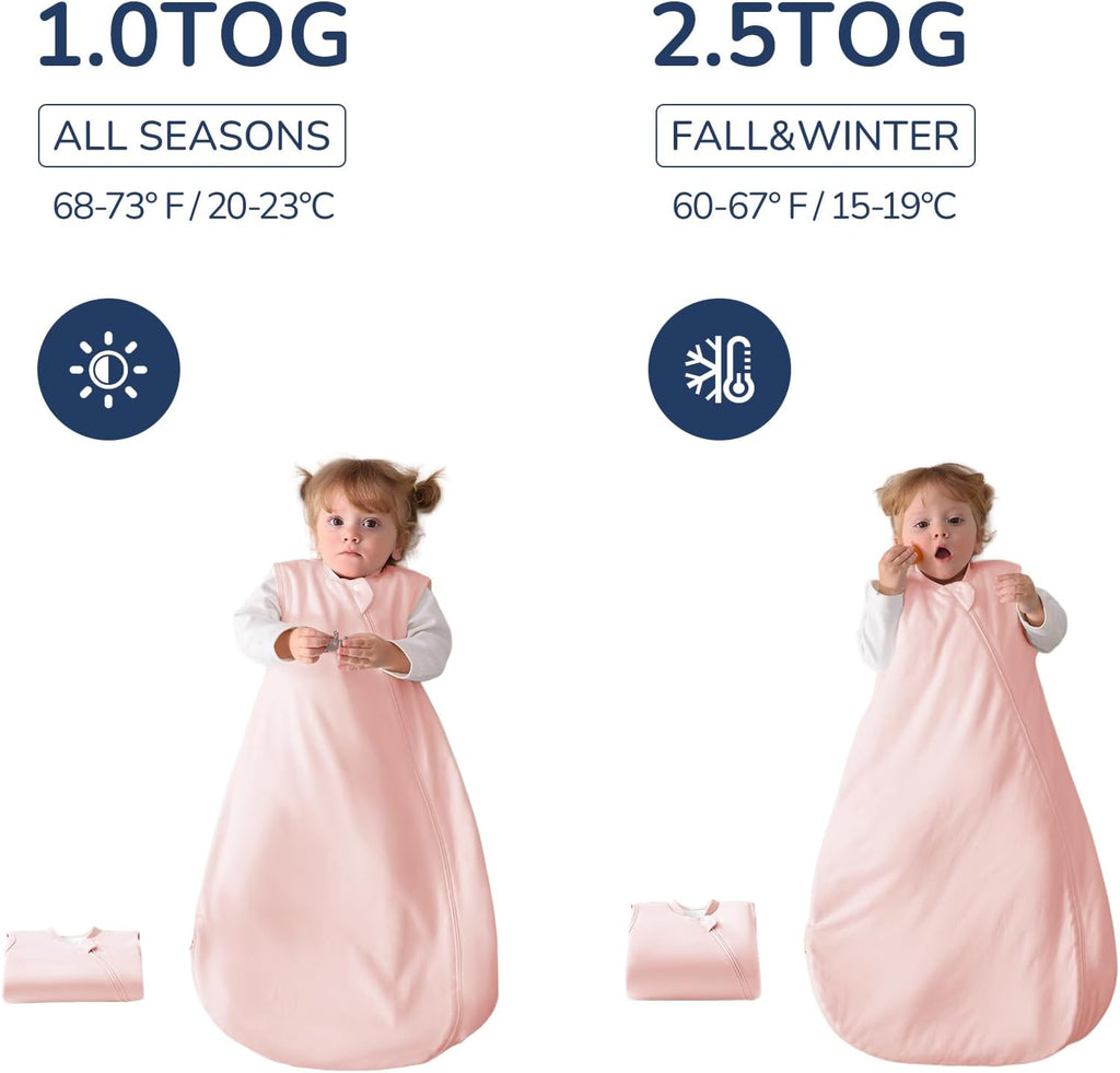 Skiennix Baby Sleep Sack - 0.5 Tog & 1.0 Tog Cotton Toddler Sleeping Bag | 2-Way Zipper Design