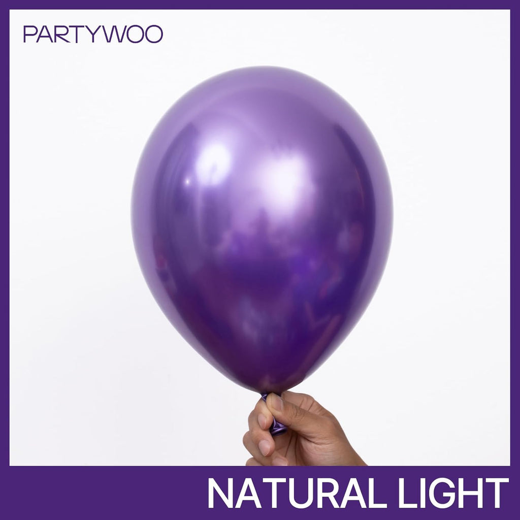 PartyWoo Metallic Purple Balloons - 50pcs 12 Inch Chrome Latex Helium Balloons for Celebrations