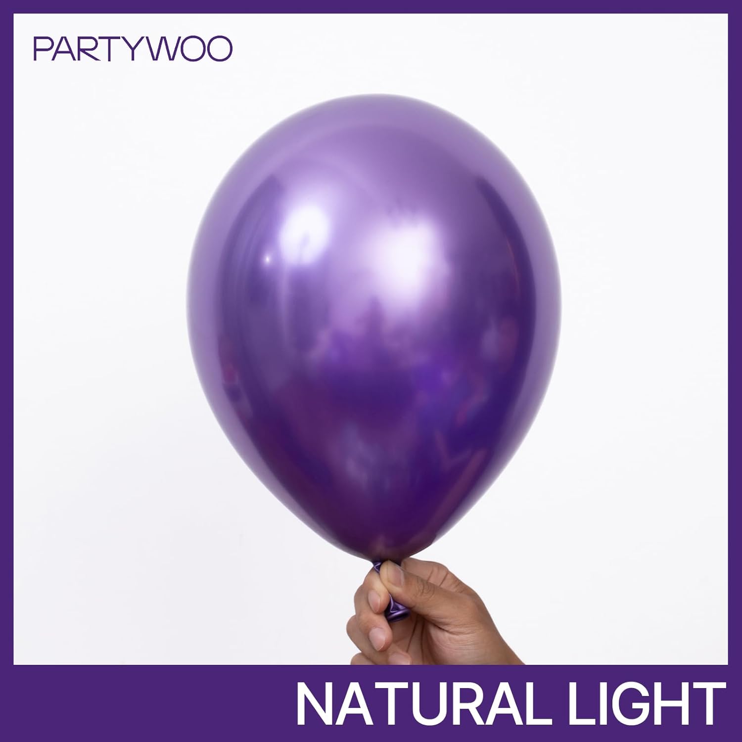 PartyWoo Metallic Purple Balloons - 50pcs 12 Inch Chrome Latex Helium Balloons for Celebrations